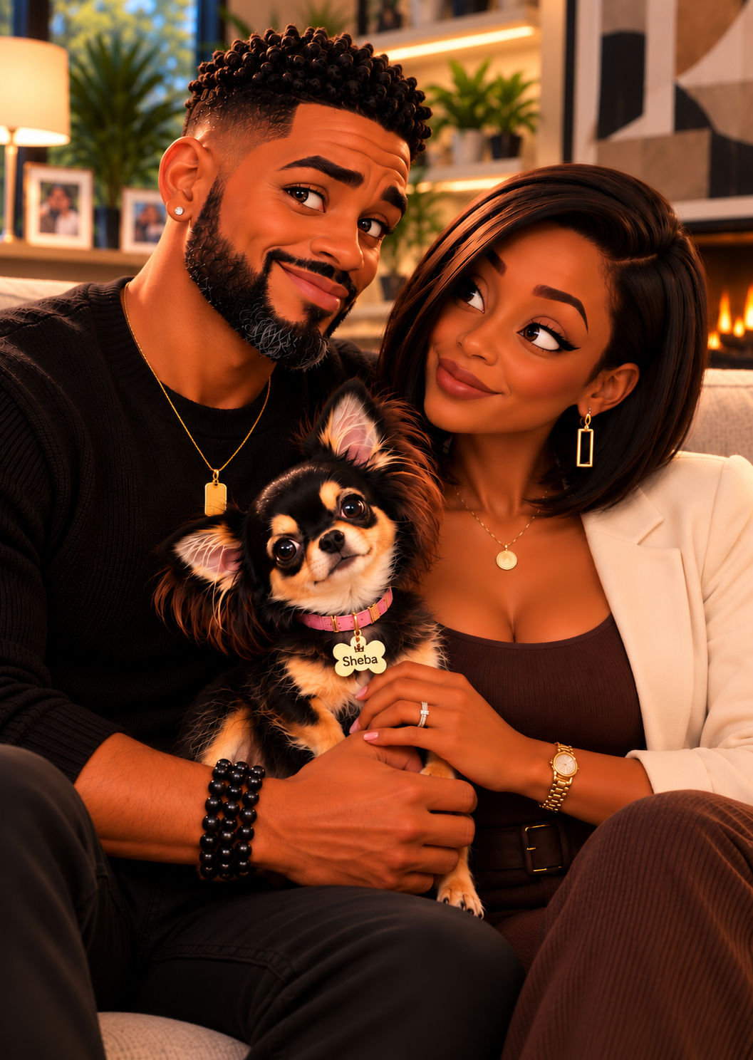Damien and Samantha Daniels with their dog Sheba
