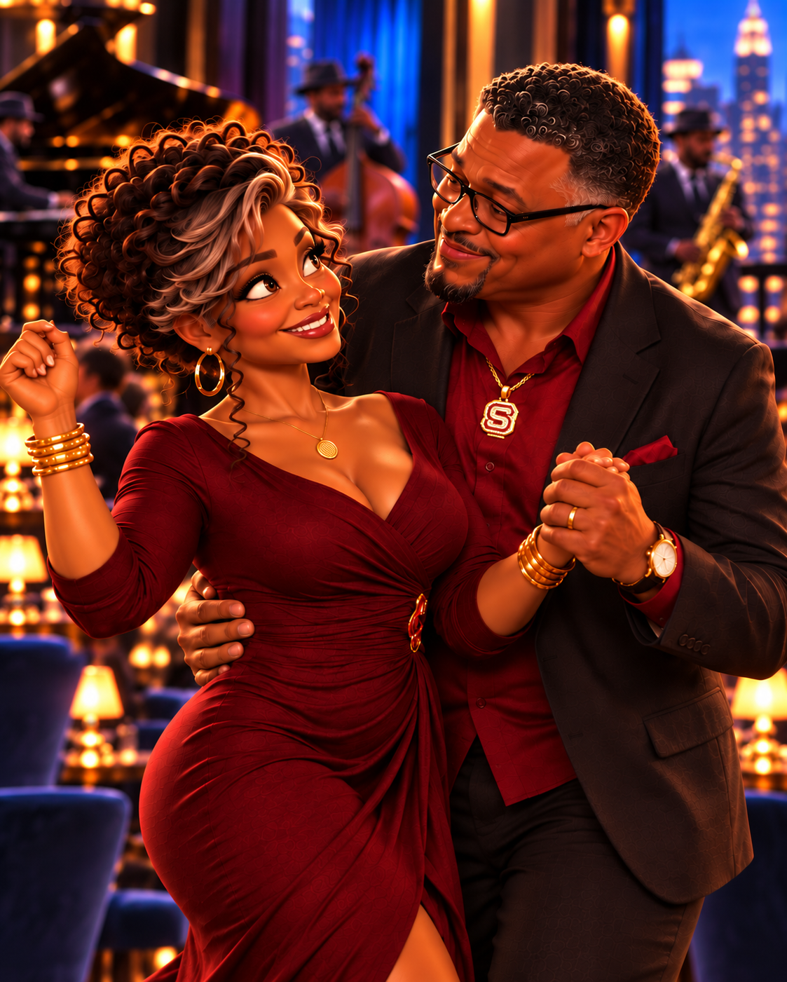 Michael and Deloris 'Mama D' Smart dancing
